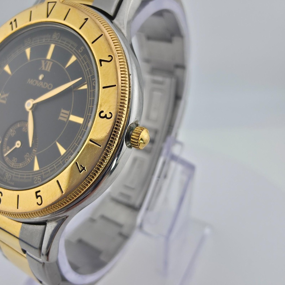 Vintage MOVADO Watch 81.09.861 SWISS Movement Stainless Steel Gold Plate 6.75" - Picture 4 of 15